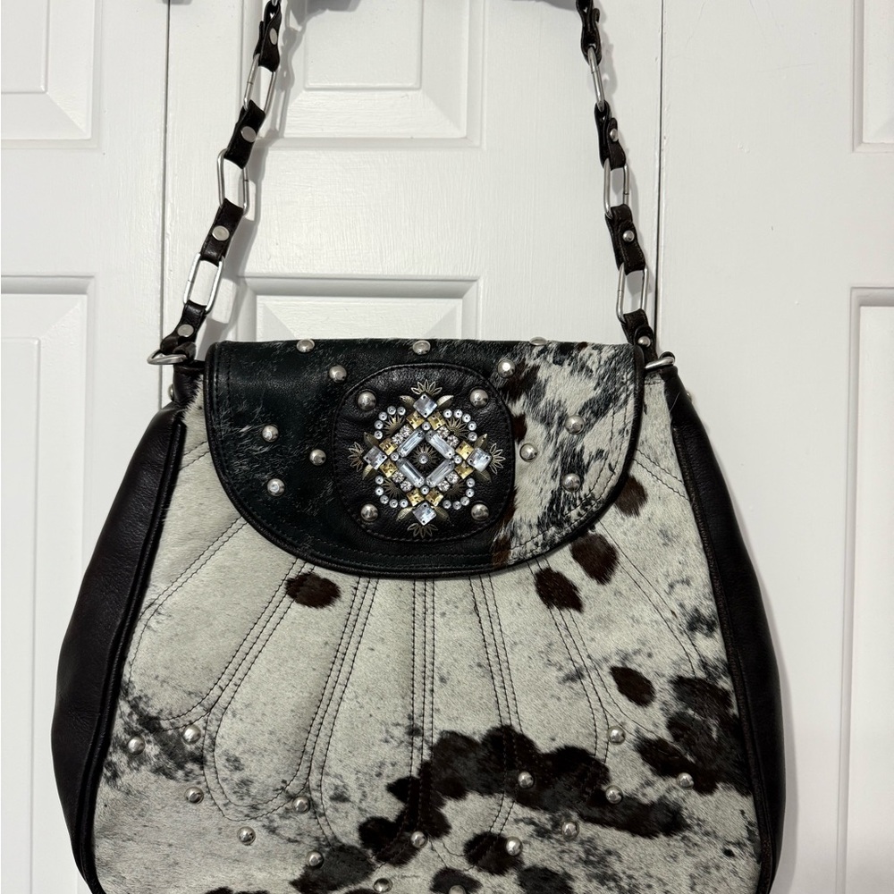 Cowhide Leather Black and White Women's Purse. NEW!
